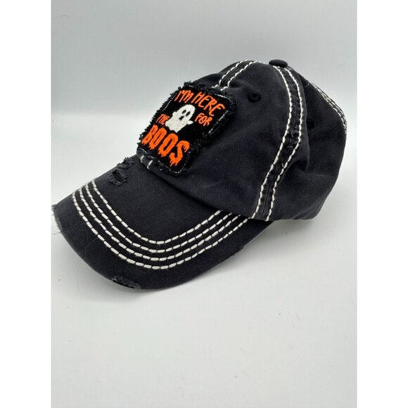 Vintage Distressed "Im Here For The Boos" Halloween Baseball Cap Adjustable Blac - Picture 2 of 6